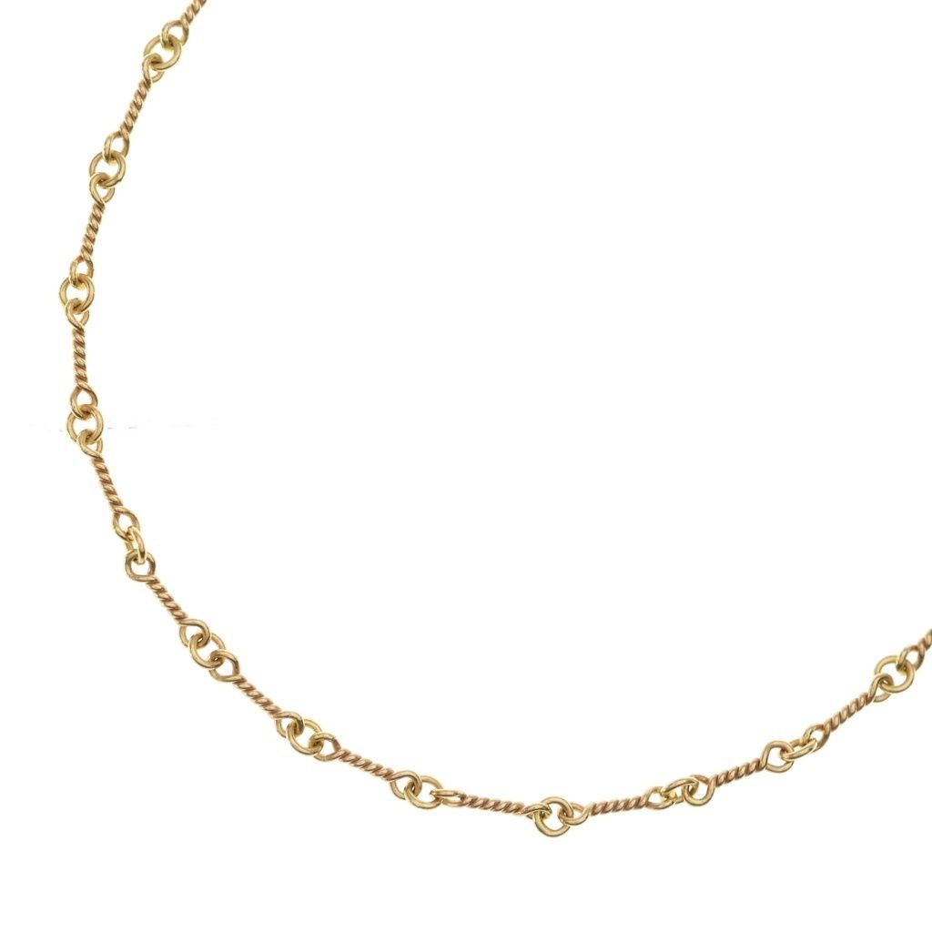 CHROME HEARTS (クロムハーツ) 22K NECKCHAIN T18 ツイストチェーンネックレス 18inch ゴールドBCA014