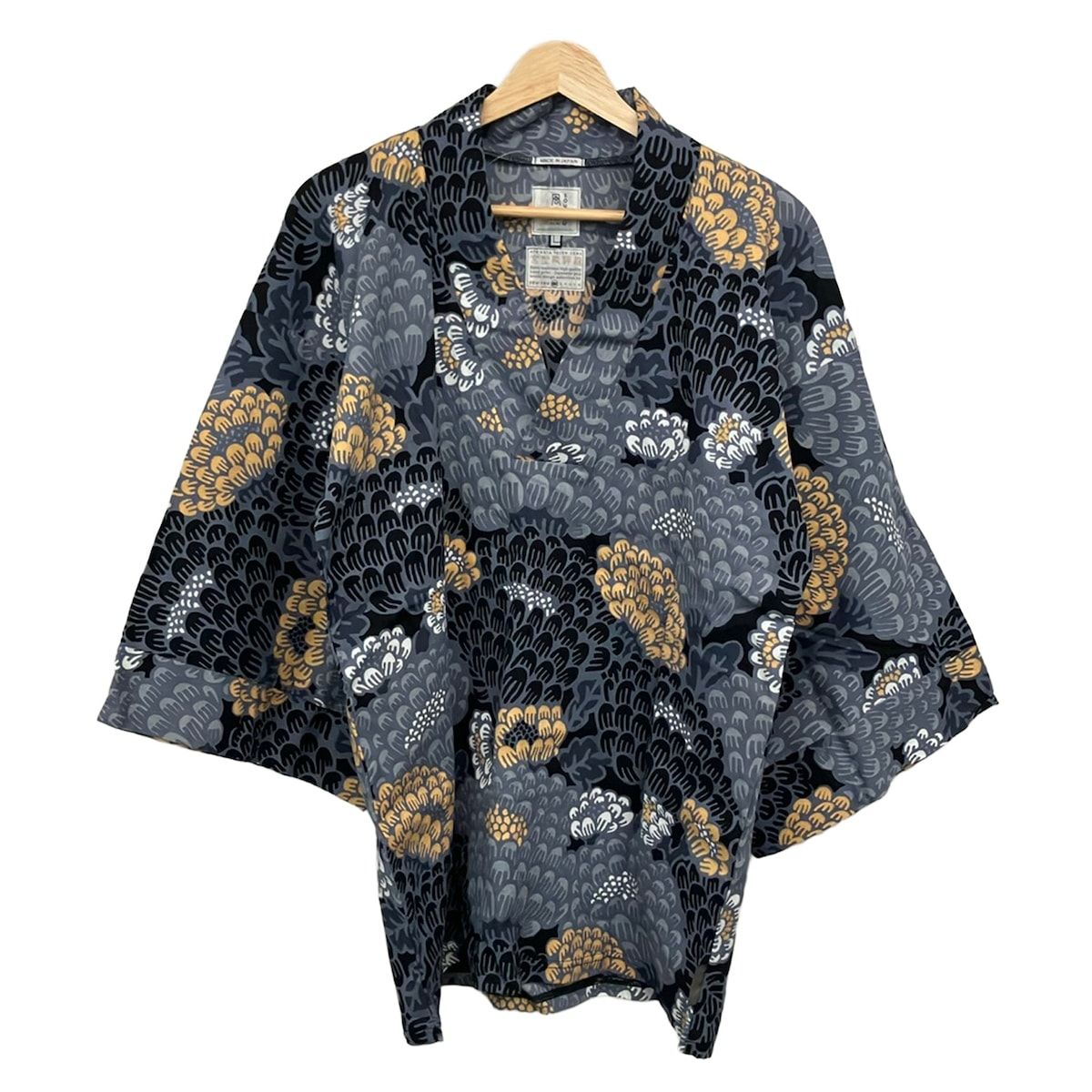 SOU・SOU(ソウソウ) 七分袖カットソー サイズL メンズ美品 - ダークグレー×黒×マルチ Vネック