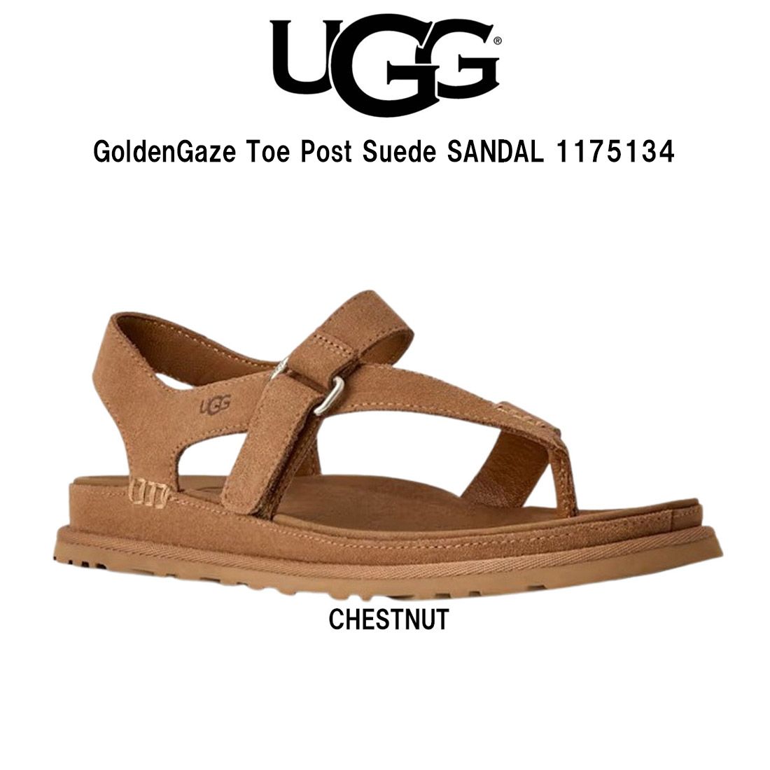 UGG(アグ)レディース ゴールデンゲーズ トウ ポスト サンダル スエード レザー 調節可能 親指ループ バックル ストラップ 女性用 1175134
