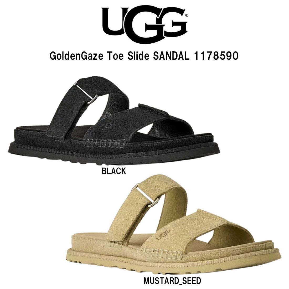 UGG(アグ)レディース ゴールデンゲーズ スライド サンダル スリッパ コンフォート スエード 調整可能 ベルト ストラップ カジュアル 春夏 1178590