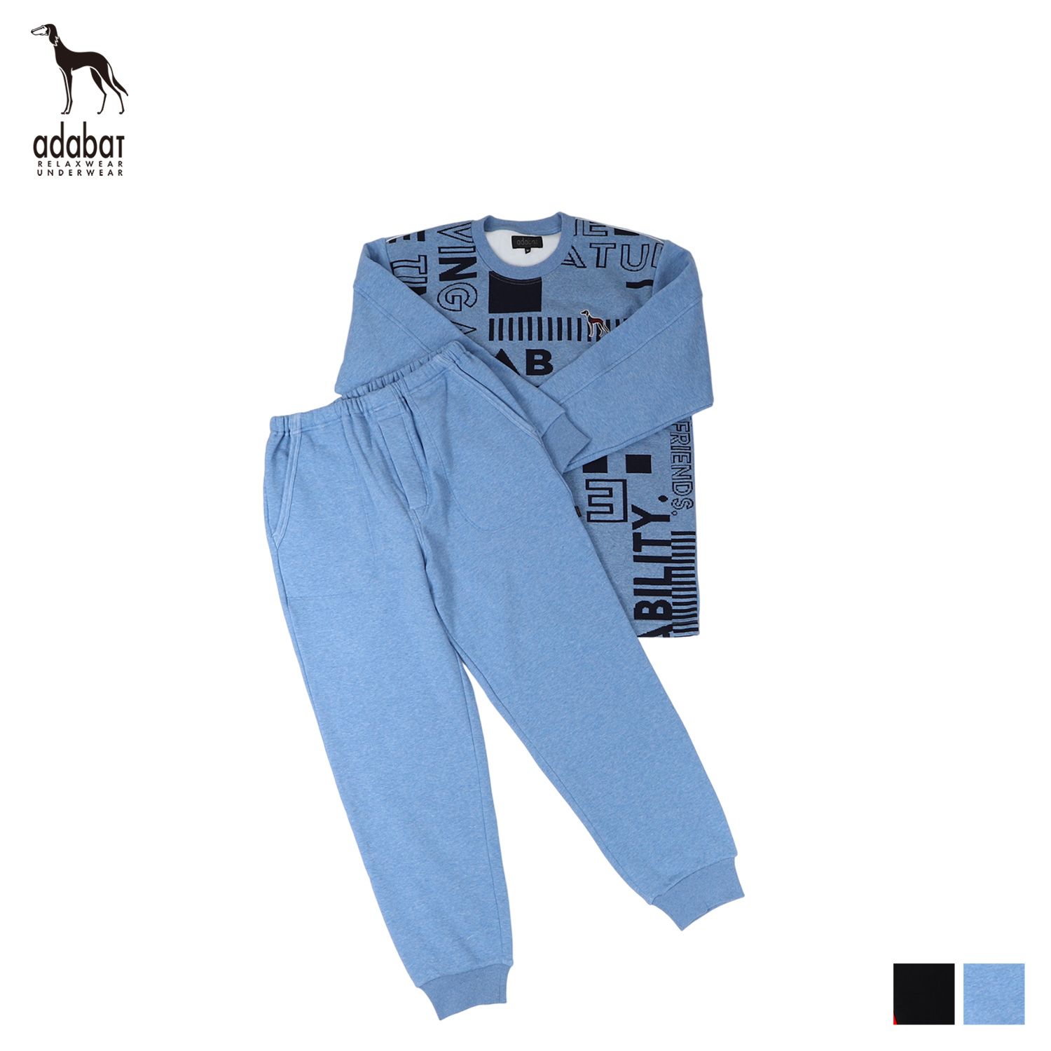 アダバット adabat ルームウェア 部屋着 パジャマ セットアップ ナイトウェア メンズ 裏起毛 クルーネック RELAX WEAR