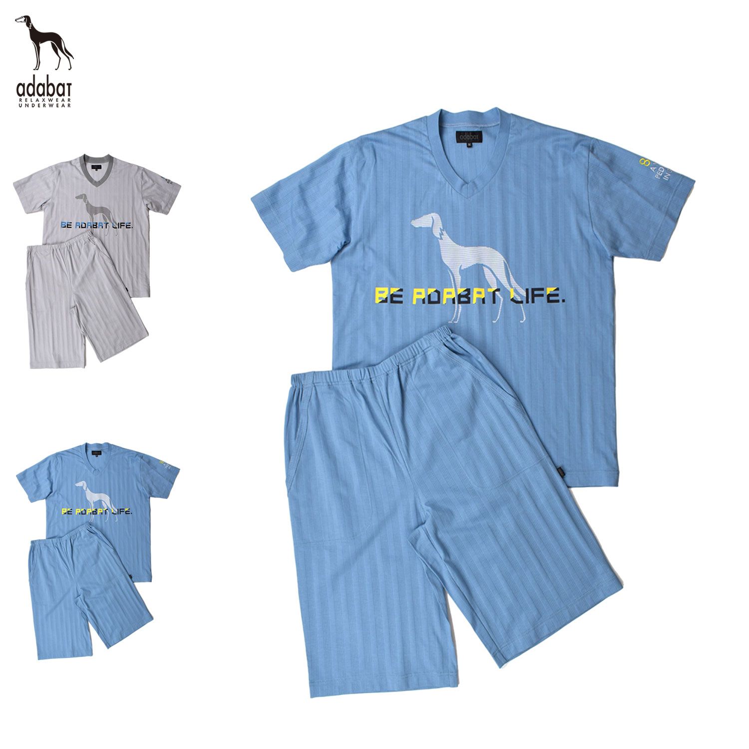アダバット adabat ルームウェア 部屋着 セットアップ ナイトウェア メンズ 半袖Vネックパジャマ 0231-96