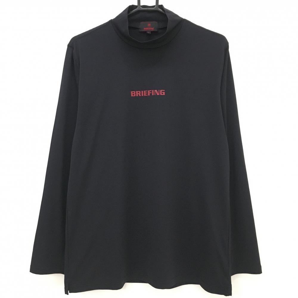【美品】ブリーフィング 長袖ハイネックシャツ 黒×レッド 背面ロゴ メンズ L ゴルフウェア BRIEFING