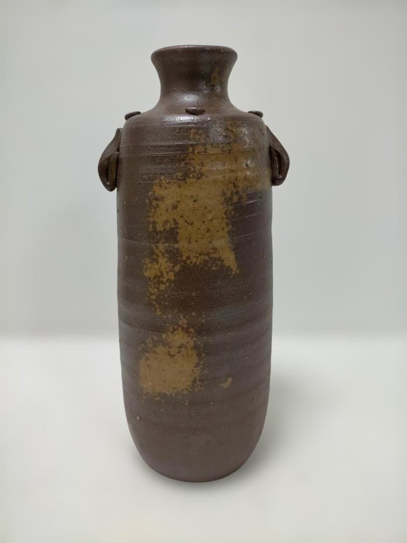 送料無料】備前焼 木村陶峰 造 耳付 花瓶 花器 無釉 焼締 陶器 壺 作家 送料無料】備前焼 木村陶峰 造 耳付 花瓶 花器 無釉 焼締 陶器 壺 作家