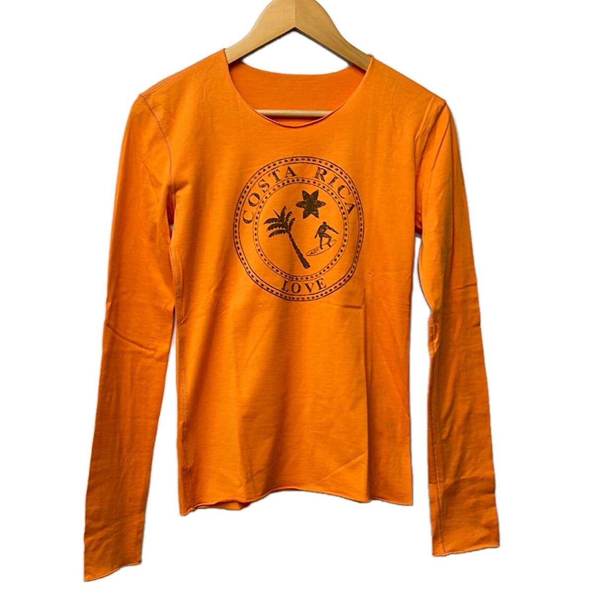 lucien pellat-finet(ルシアンペラフィネ) 長袖Tシャツ サイズS メンズ美品 - オレンジ×ダークグレー クルーネック