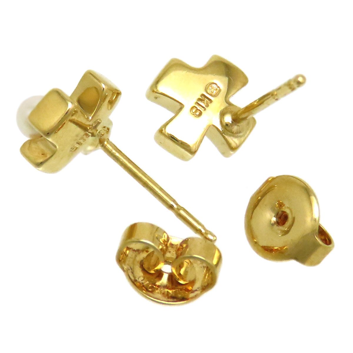 ミキモト ベビーパール クロス ピアス K18 (K18YG) レディース 
