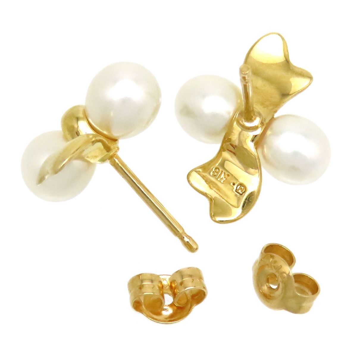 ミキモト パール リボン ピアス K18 (K18YG) レディース MIKIMOTO 