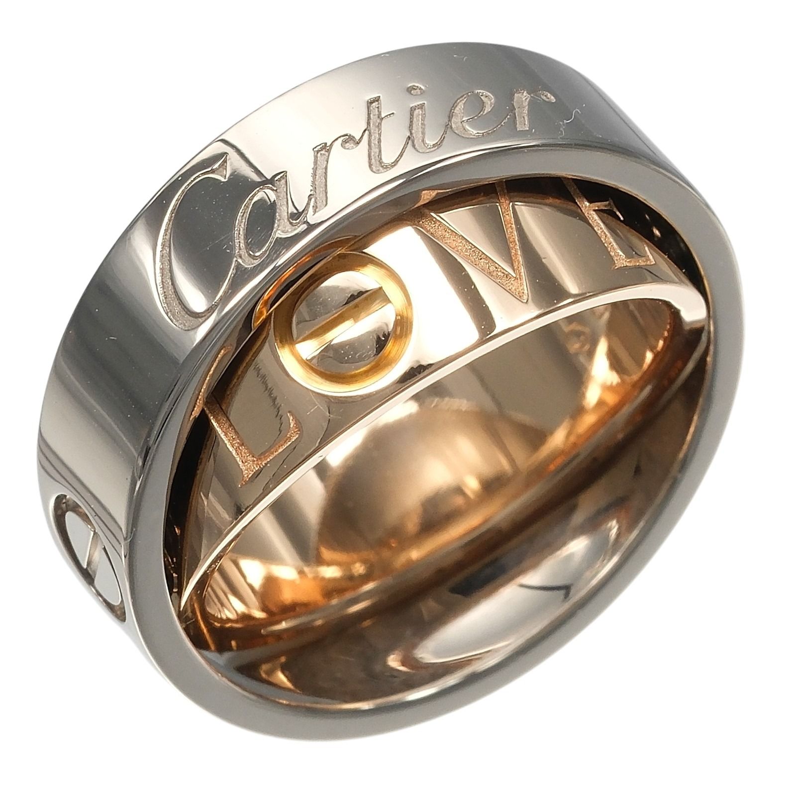 【CARTIER】カルティエ シークレットラブ K18ホワイトゴールド×K18ピンクゴールド 8号 レディース 9.8g リング・指輪