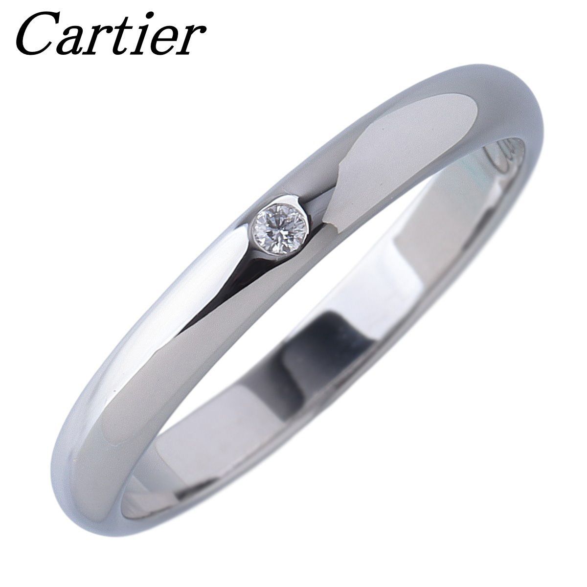 カルティエ ダイヤ リング 1895 ウェディング 1PD #47 幅2.5mm Pt950 新品仕上げ済 Cartier【26103】