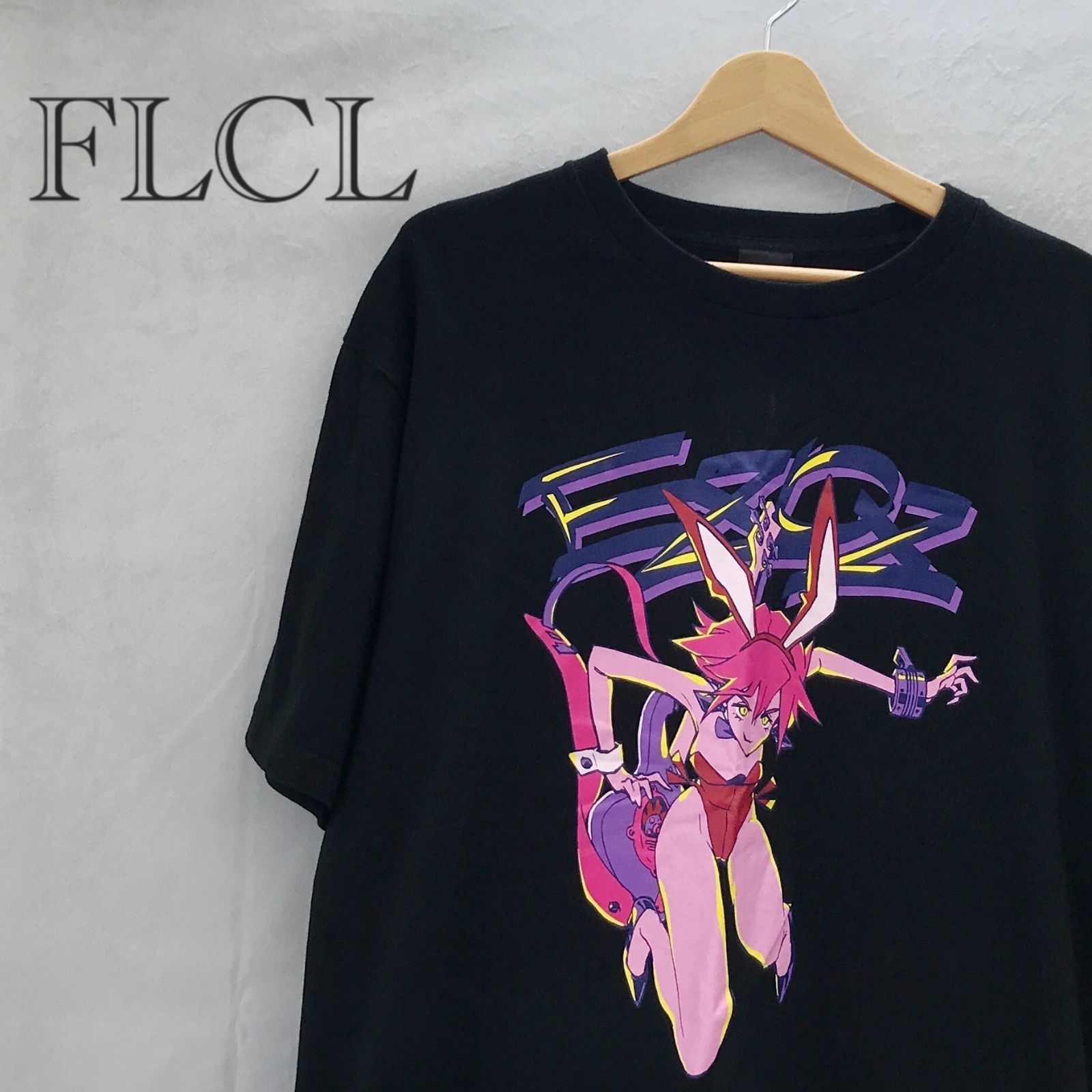 XL フリクリ展 ハルハラ・ハル子 バニー Tシャツ FLCL イエロー ナタリーストア FLCL展限定 HARUKO BUNNY GIRL - TEE フリクリ