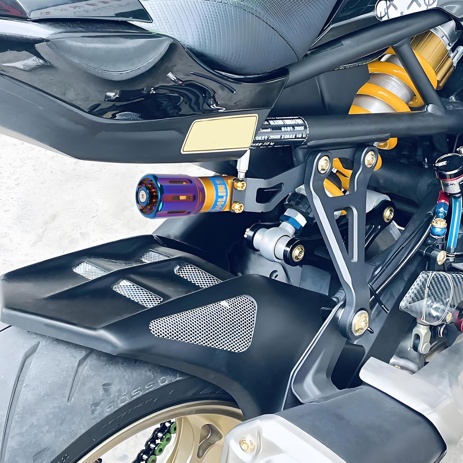 WOOGA リアショックアブソーバー外部プリロード調整ノブ バイク調整適用車種Ohlins S36 S46 TTX36 STX46 (紫青)