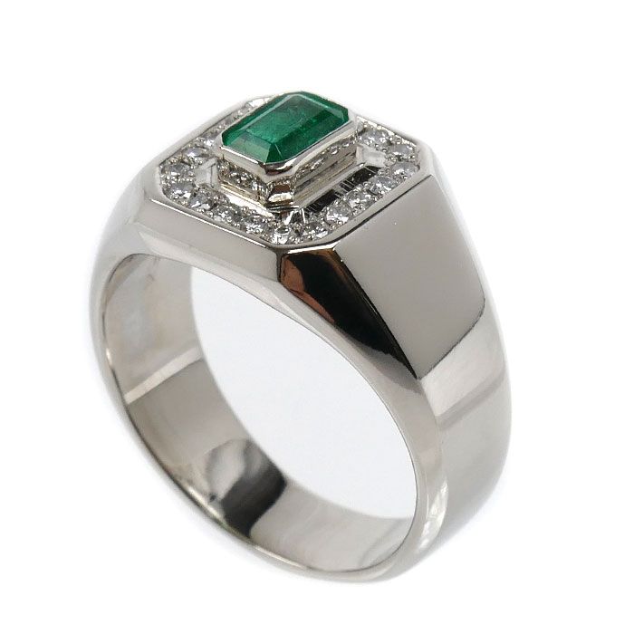 Pt900プラチナ リング・指輪 エメラルド0.64ct ダイヤモンド0.26ct 20