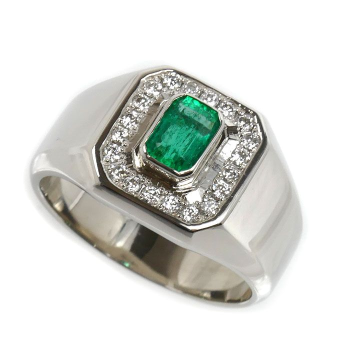 Pt900プラチナ リング・指輪 エメラルド0.64ct ダイヤモンド0.26ct 20