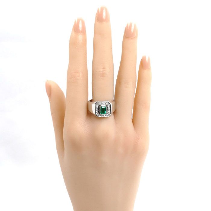 Pt900プラチナ リング・指輪 エメラルド0.64ct ダイヤモンド0.26ct 20