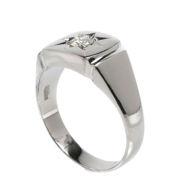 リング・指輪 Pt900プラチナ 6g Pt900プラチナリング 中古美品 ダイヤモンド0.34ct メンズ 26号 17.4g 指輪・リング
