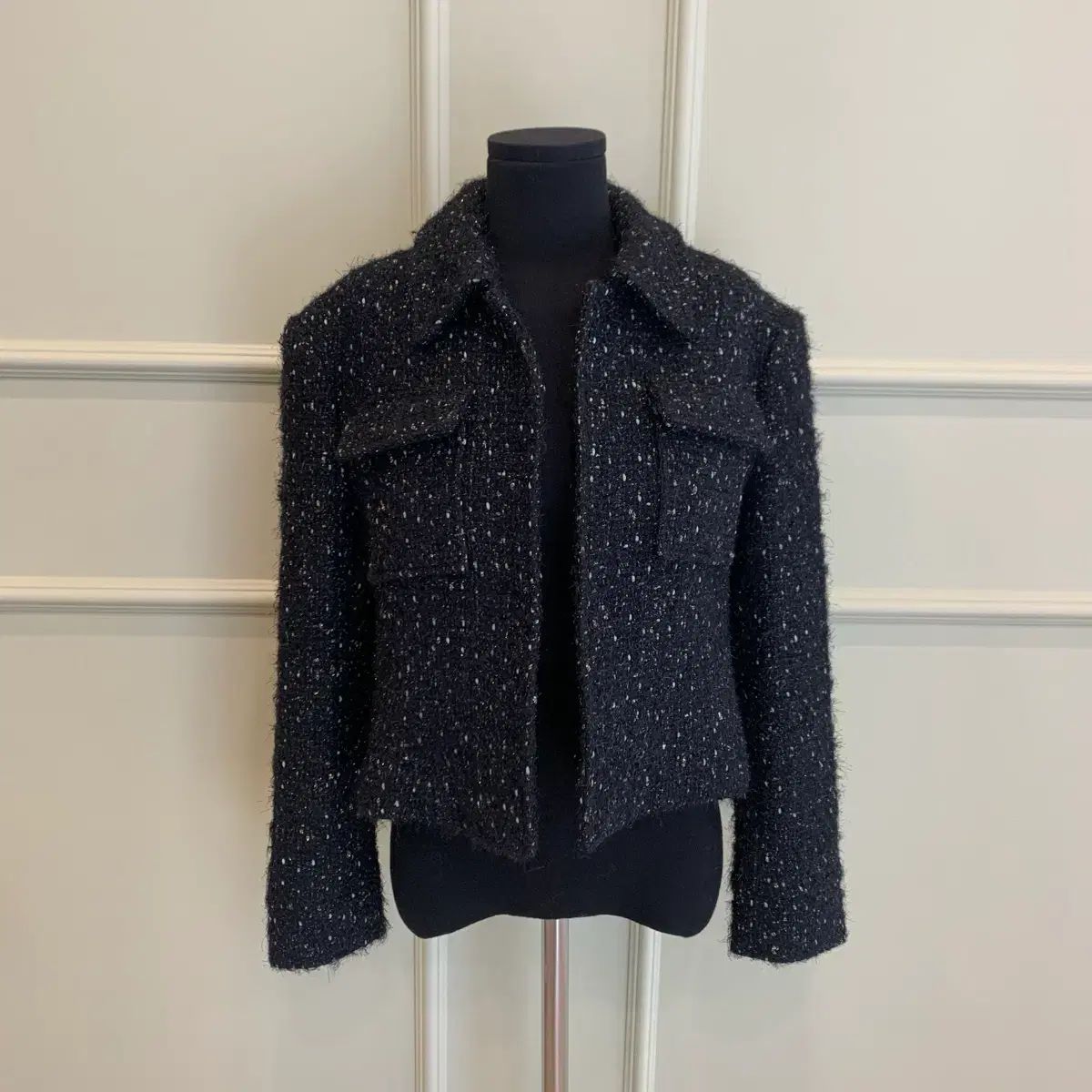 267001215 CHANEL シャネル レディース ツイード ジャケット ブラック 38 サイズ