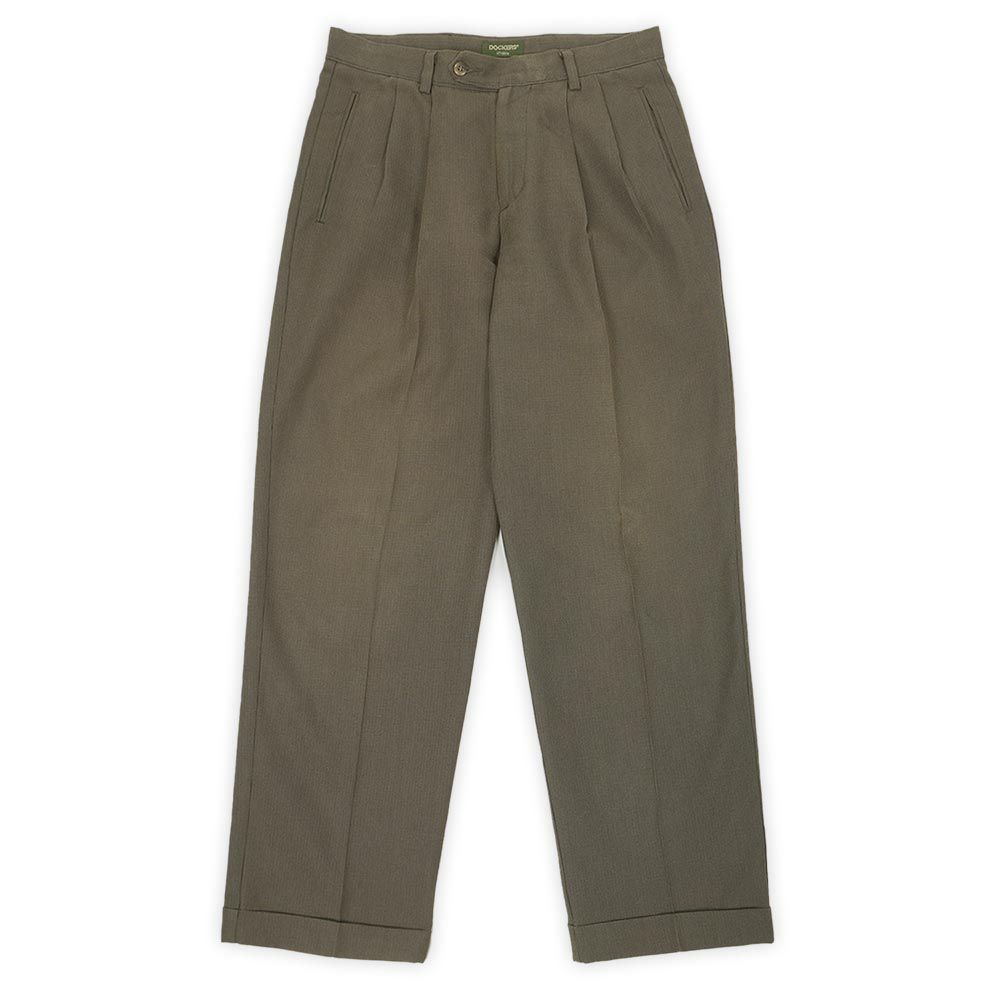 ドッカーズ DOCKERS 90s 90年代 2タック トラウザー パナマ織り ドビー スラックス 珍品 Levi's リーバイス傘下 USA ヴィンテージ アメリカ 古着 パンツ ブラウン系 ピンチェック柄 W30 L30【中古】