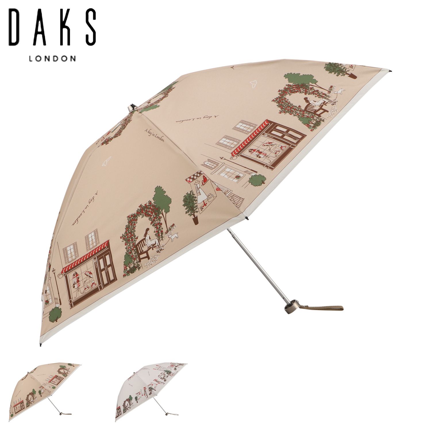 ダックス DAKS 日傘 雨傘 晴雨兼用 ミニ折りたたみ傘 3段 レディース 50cm UVカット 紫外線対策 22-125-12216-02