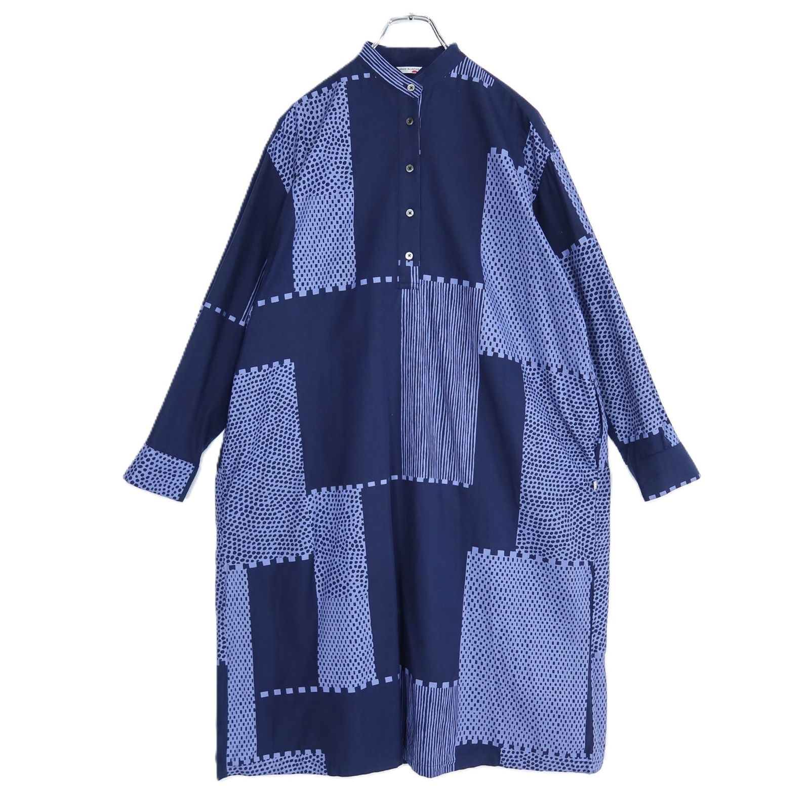 【美品】SOUSOU★和モダン♪長方形衣 ゆったりシルエット MADE IN JAPAN ワンピース ブルー系 z20157