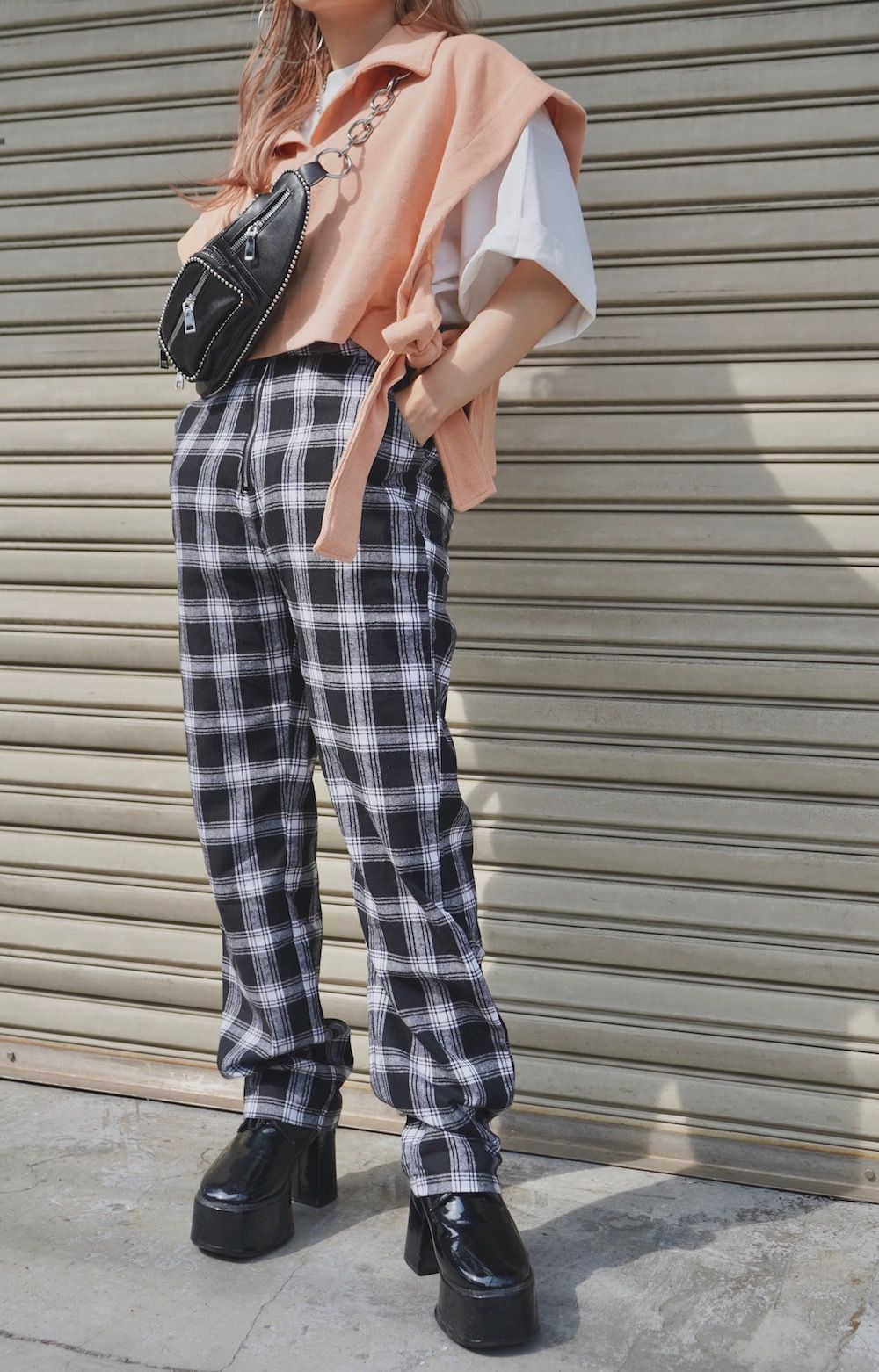 Side Ribbon Vest＋T-shirts Onepiece 2P SET (sherbet orange)