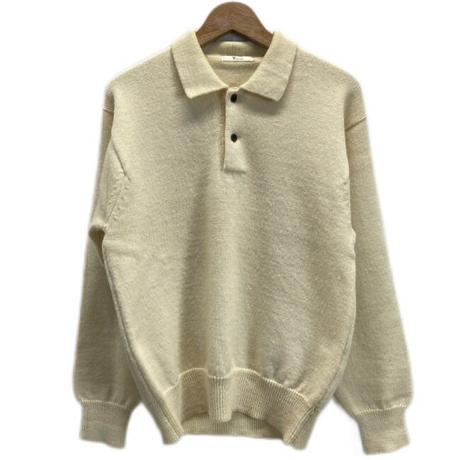 【中古】　Y's for men　セーター　ニット　トップス　ポロニット　襟　ハーフボタン　無地　ウール　No.ML-K04-145　ドメスティック　古着　/1156