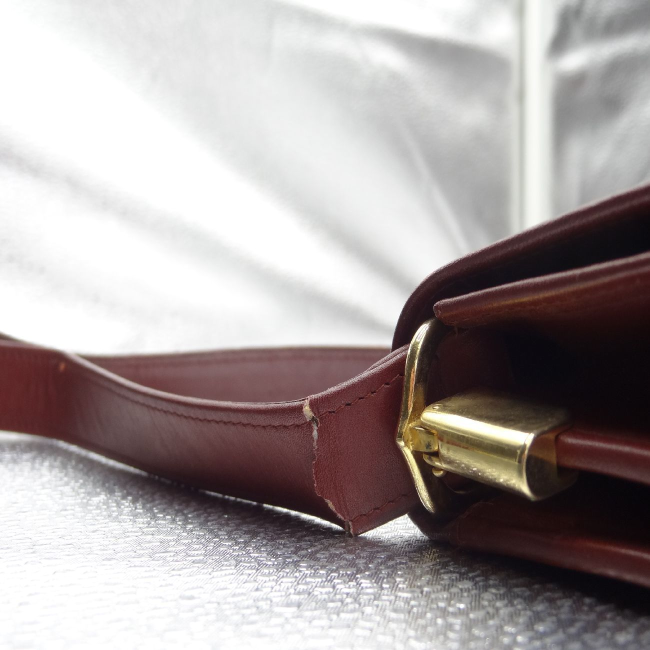 カルティエ マストライン ショルダーバッグ Cartier ボルドー レザー