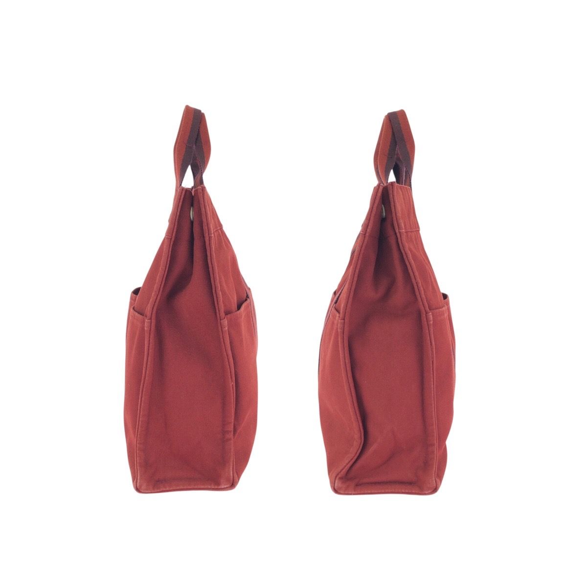 HERMES エルメス フールトゥ MM レッド シルバー金具 キャンバス