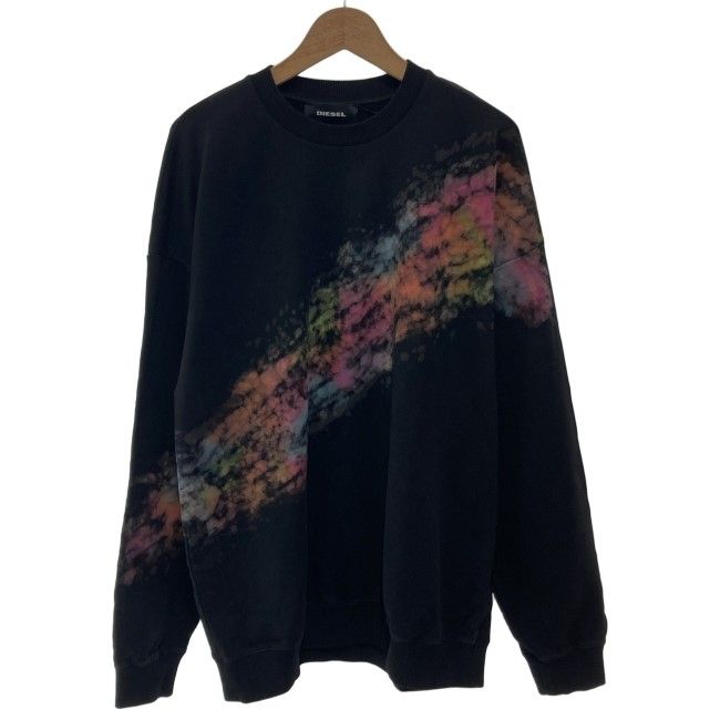 【中古】　DIESEL　スウェット　長袖　トレーナー　トップス　クルーネック　裏毛　両面プリント　ブランドロゴ　ネオン　タグ付き　古着　/1582