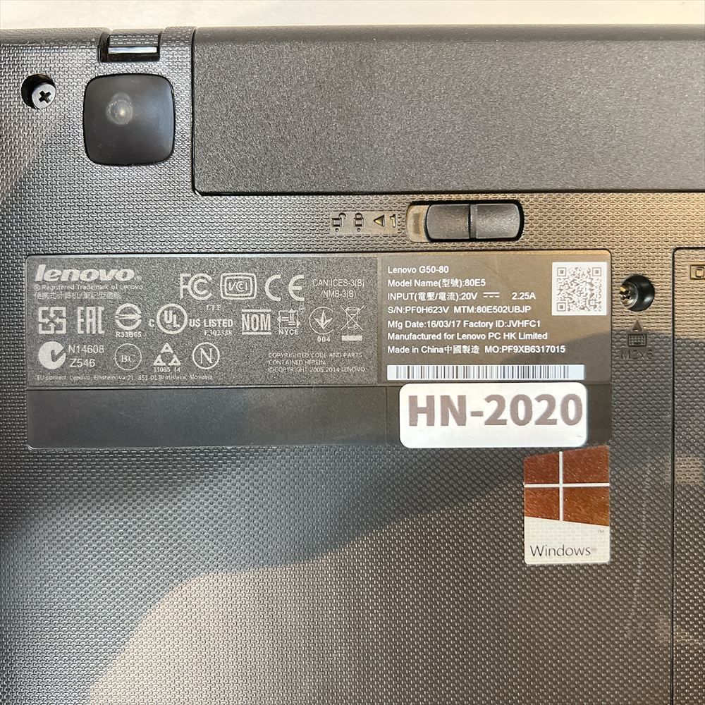 ジャンクPC】 LENOVO G50-80 ノートPC メモリなし HDDなし HN-2020