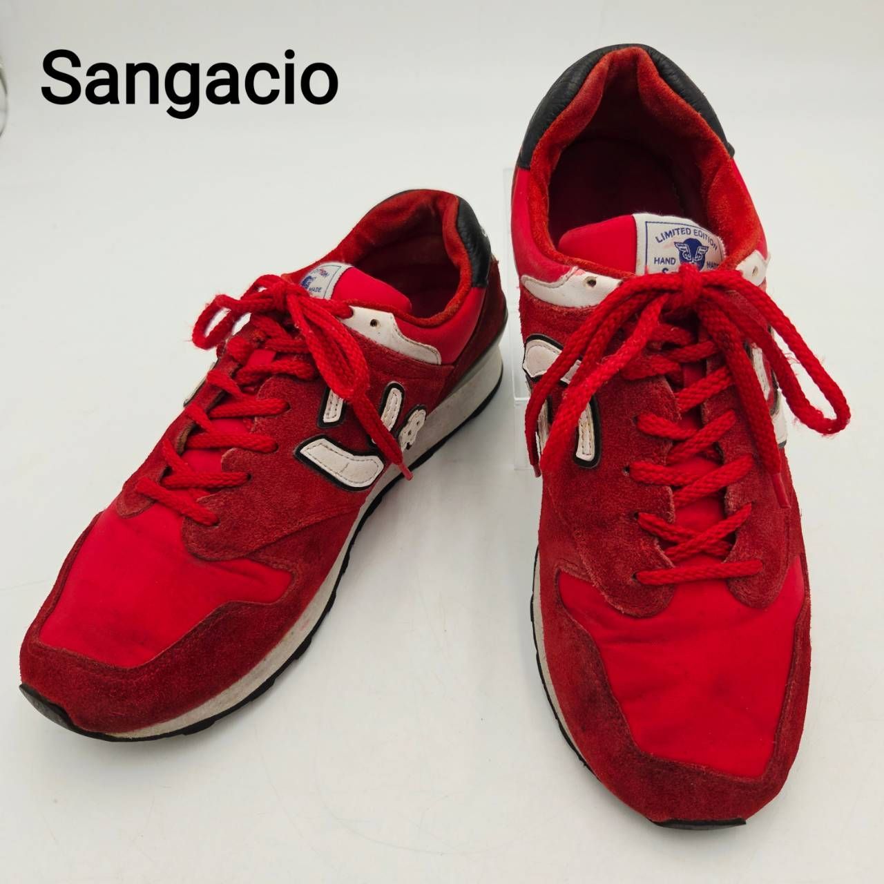 SANGACIO　サンガッチョ　にゅ～ず　ローカットスニーカー　スウェード　レースアップ　27.5cm　カーマインレッド/赤