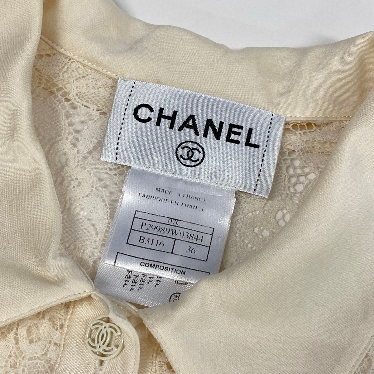 Ce19 CHANEL シャネル 2007年 クルーズライン レースブラウス 長袖