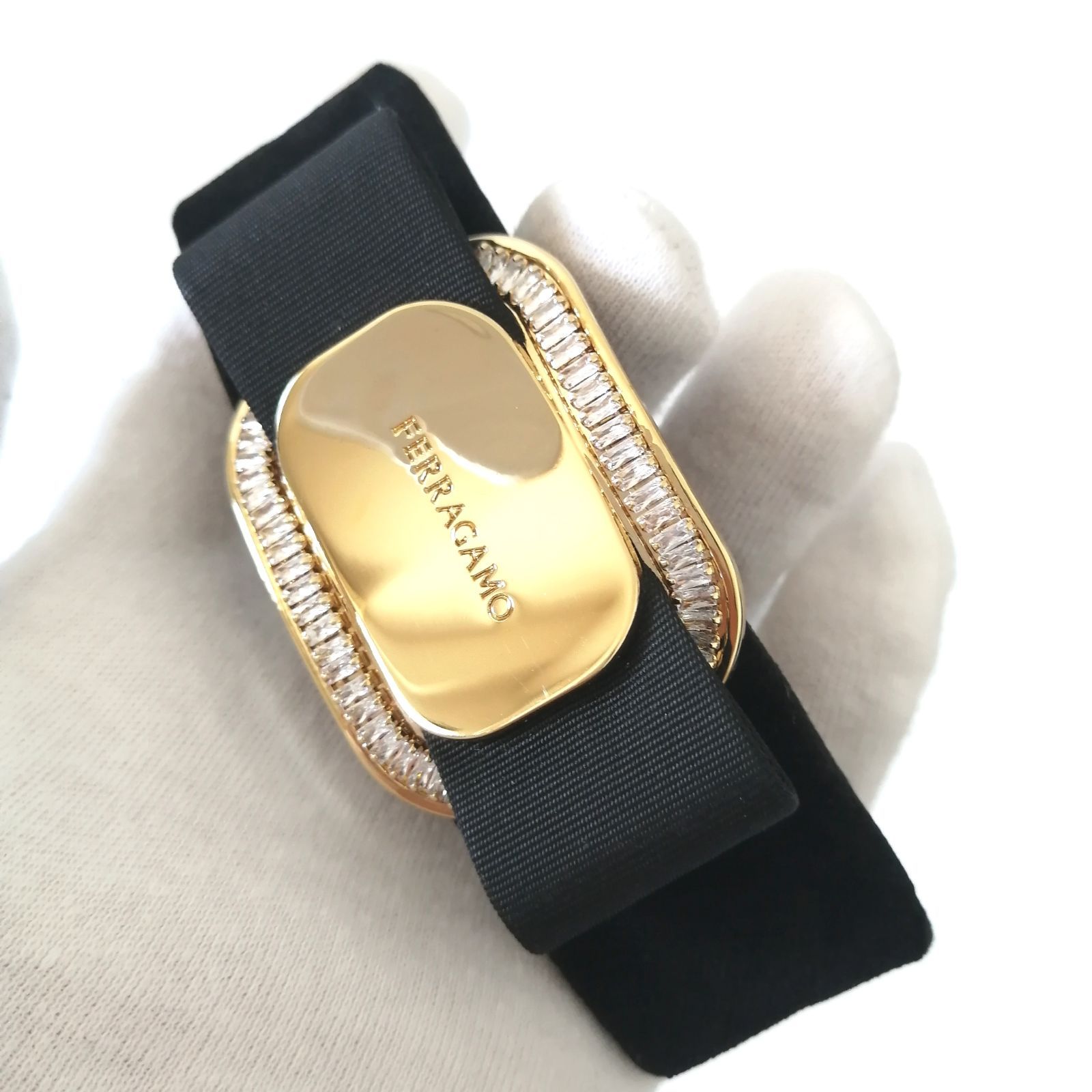 【美品】Salvatore Ferragamo バレッタ ストーン付き レディース 極美品 サルヴァトーレ・フェラガモ Salvatore Ferragamo