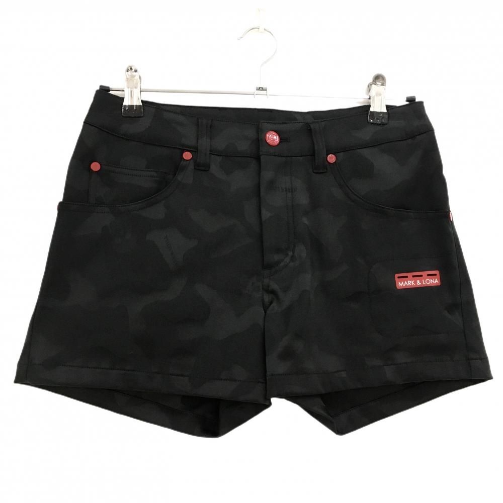 【超美品】マークアンドロナ ショートパンツ 黒 カモフラ スカル 迷彩 レディース 38(M) ゴルフウェア MARK＆LONA