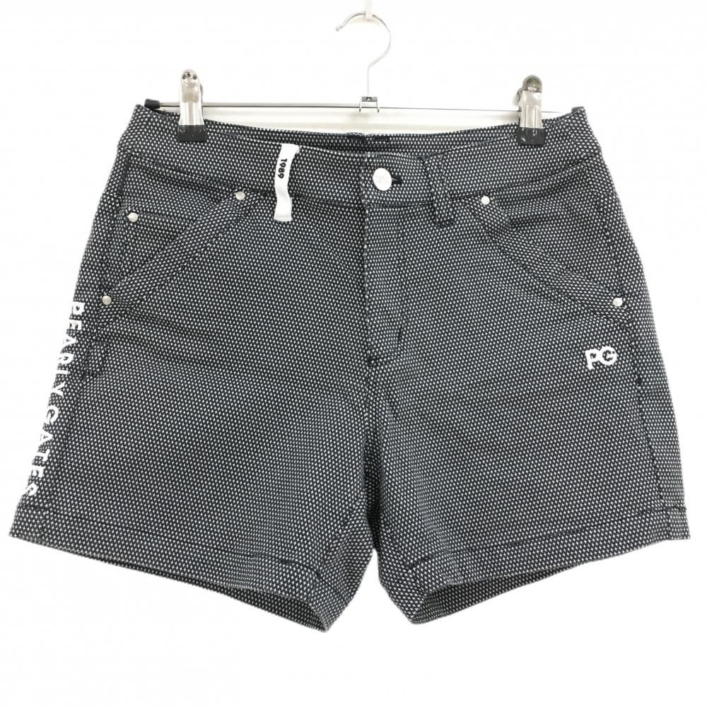 【美品】パーリーゲイツ ショートパンツ ダークネイビー系×白 総柄 ストレッチ ロゴ白 レディース 0(S) ゴルフウェア PEARLY GATES