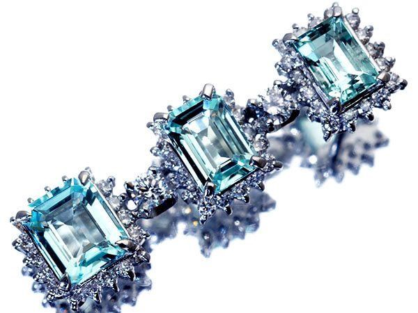 [Jewelry Extreme] Certified Super Rare Gemstone Natural Paraiba Tourmaline 0.90ct/0.69ct/0.63ct & Diamond 0.60ct Luxury K18WG Head H8486ikl [Free Shipping]