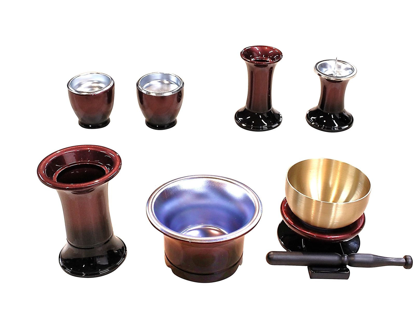 【新品】ノーブランド品九華工房お仏壇用PC仏具セット仏具7点セット香炉花立火立線香立仏飯器茶湯器おりんセットおりん・りん台・りん棒...ワイン, 4090000004319 651921d4