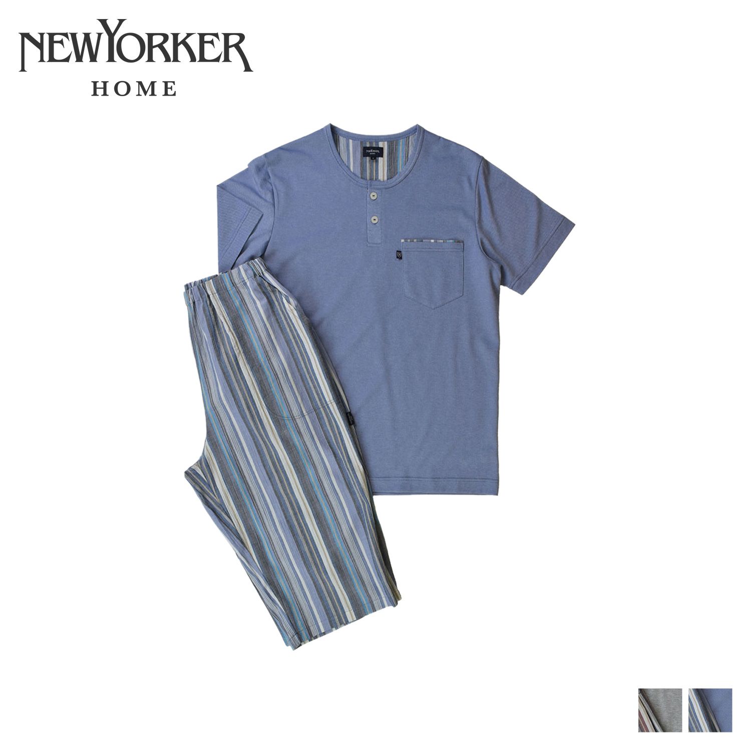 ニューヨーカーホーム NEWYORKER HOME ルームウェア 部屋着 パジャマ セットアップ ナイトウェア 半袖 ヘンリーネック メンズ 0653-97