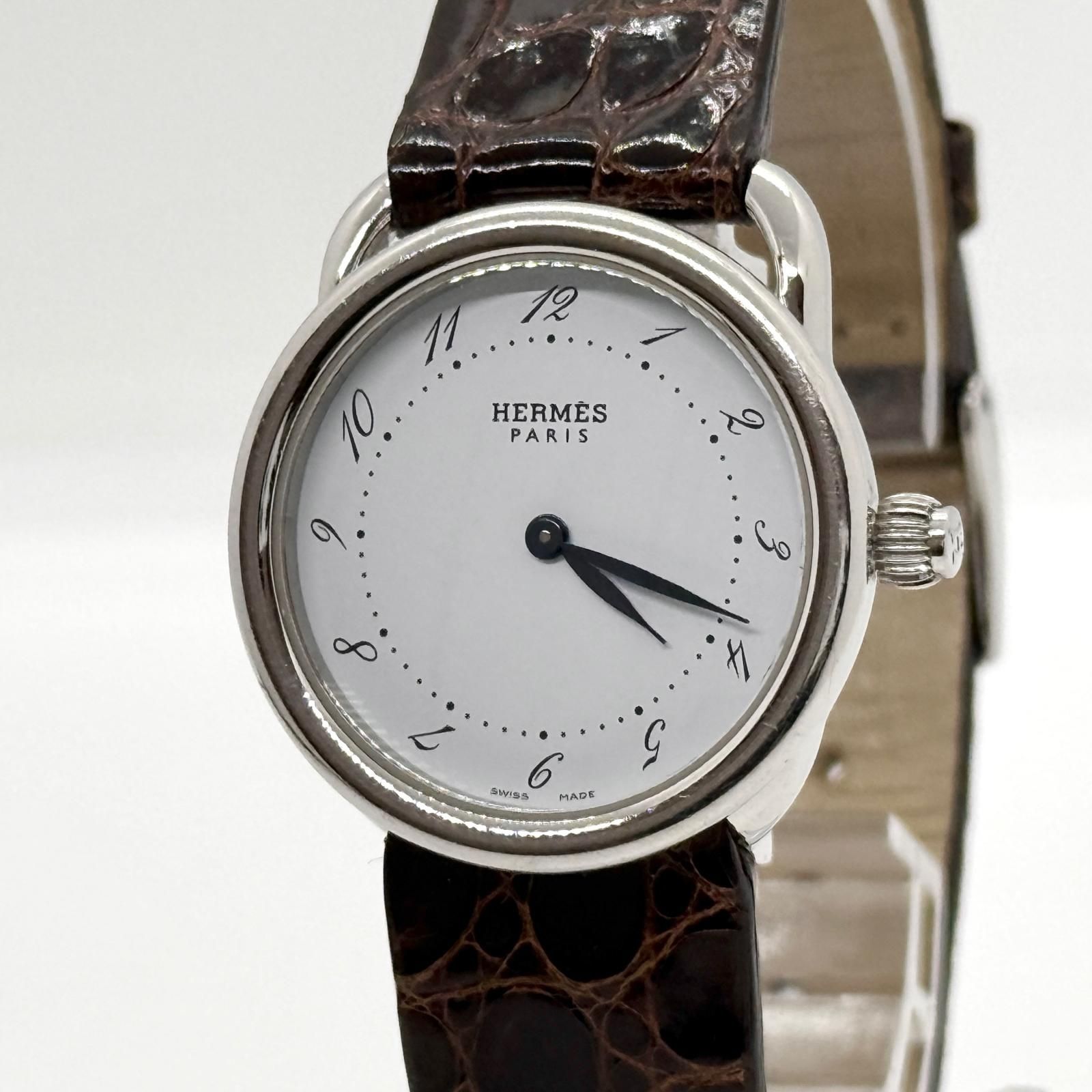 HERMES エルメス アルソー AR5.210 ホワイト QZ レディース 腕時計 稼働品