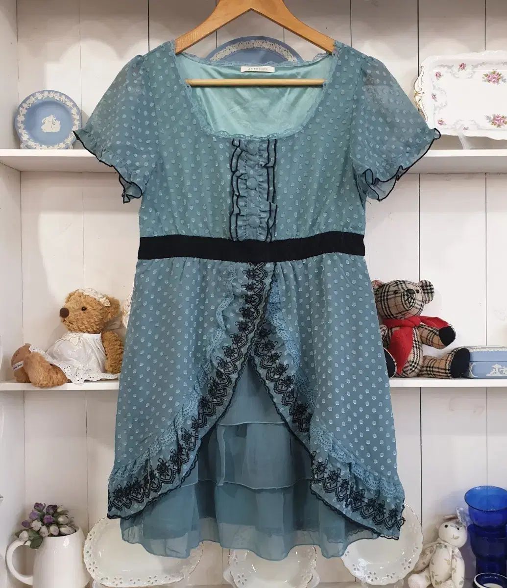 Axes Femme (アクシーズファム) ヴィンテージ ミントブルー シフォン ONE PIECE