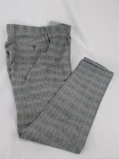 新品 定価14300円 軽量 軽い 高級ブランド 英国ブランド 百貨店ブランド 特価セール パンツ ズボン LL XL ウエスト 90cm ポリエステル　100% グレイ グレー チェック カジュアル メンズ 春 夏 秋 ワンタック 598