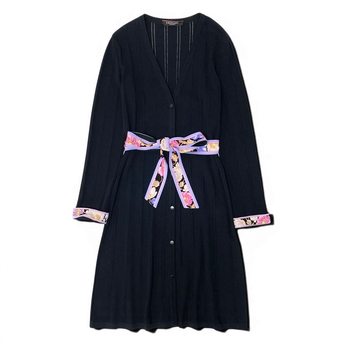 81e19 【美品】 LEONARD FASHION レオナール ロング ニット
