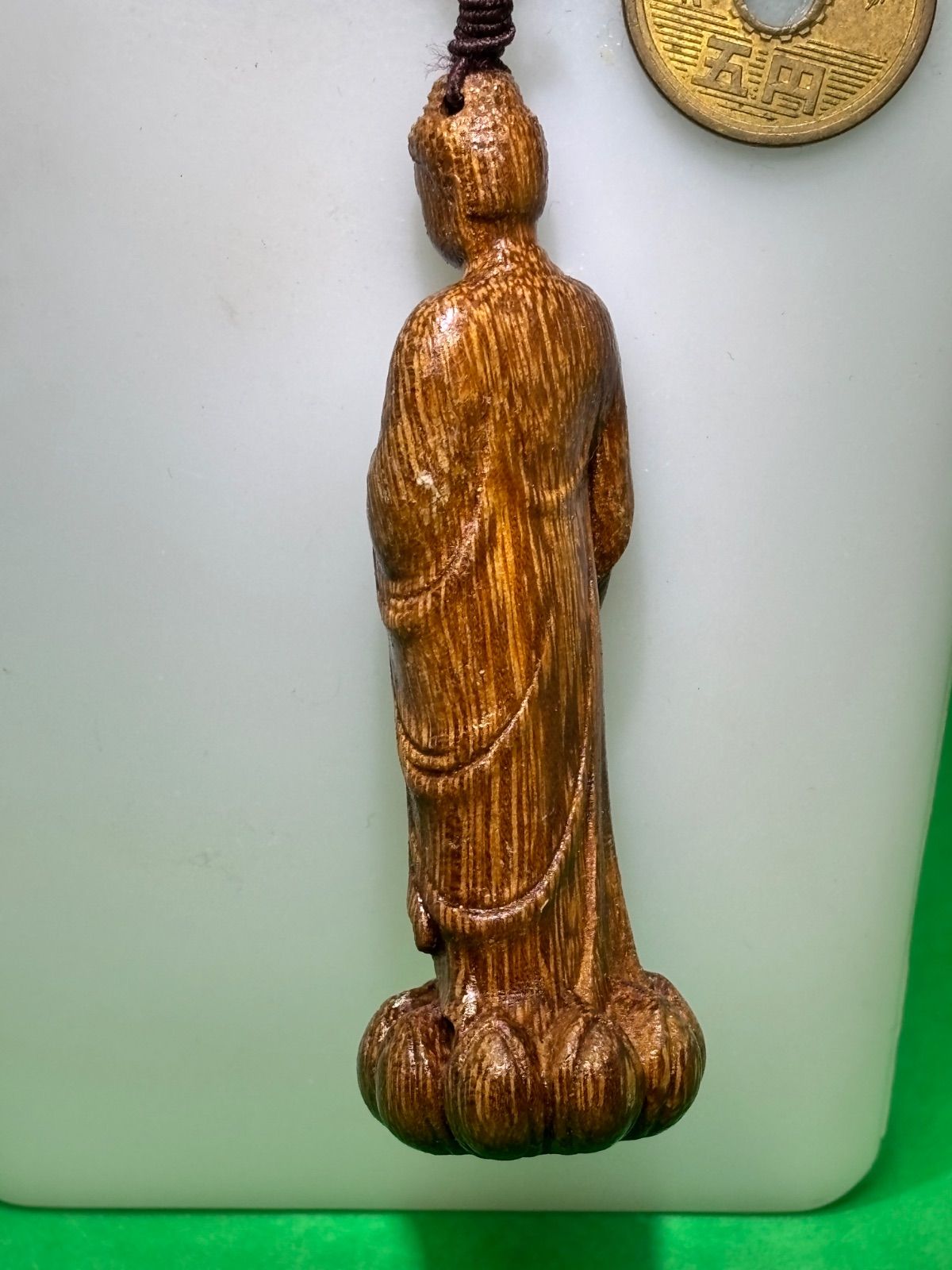 美品 越南芽庄沉香・阿弥陀佛77mm立体彫刻＋8mm珠チェーン6423-1/2