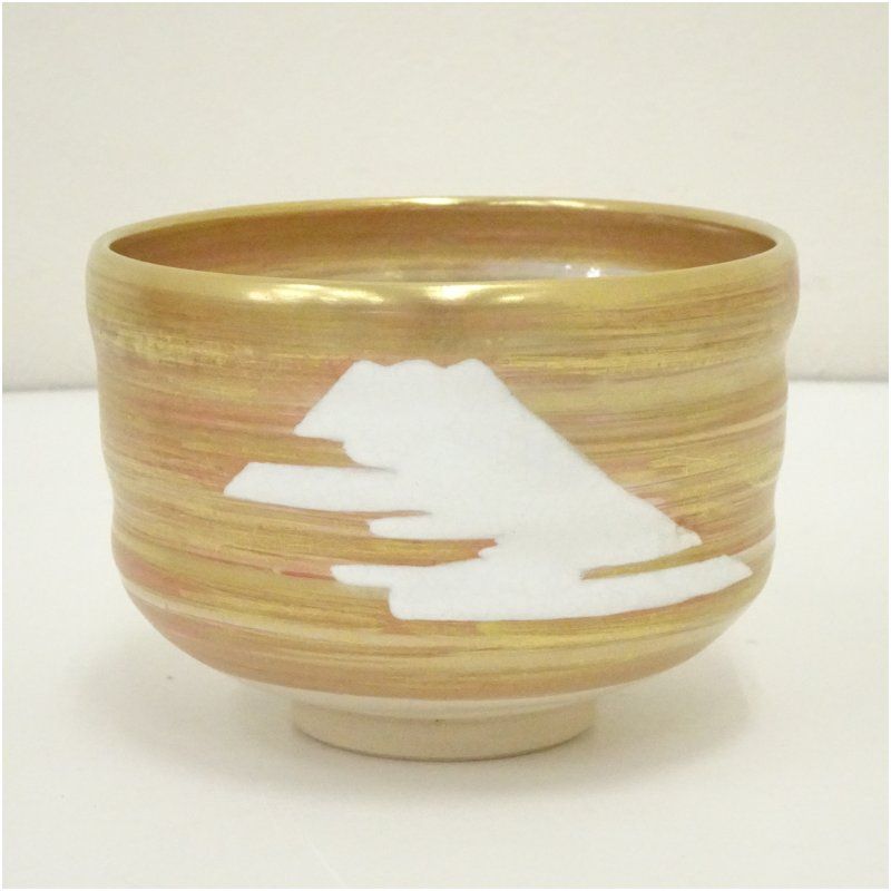京焼 衣笠窯造 金彩あけぼの富士茶碗（共箱） 茶道 抹茶 おしゃれ 抹茶