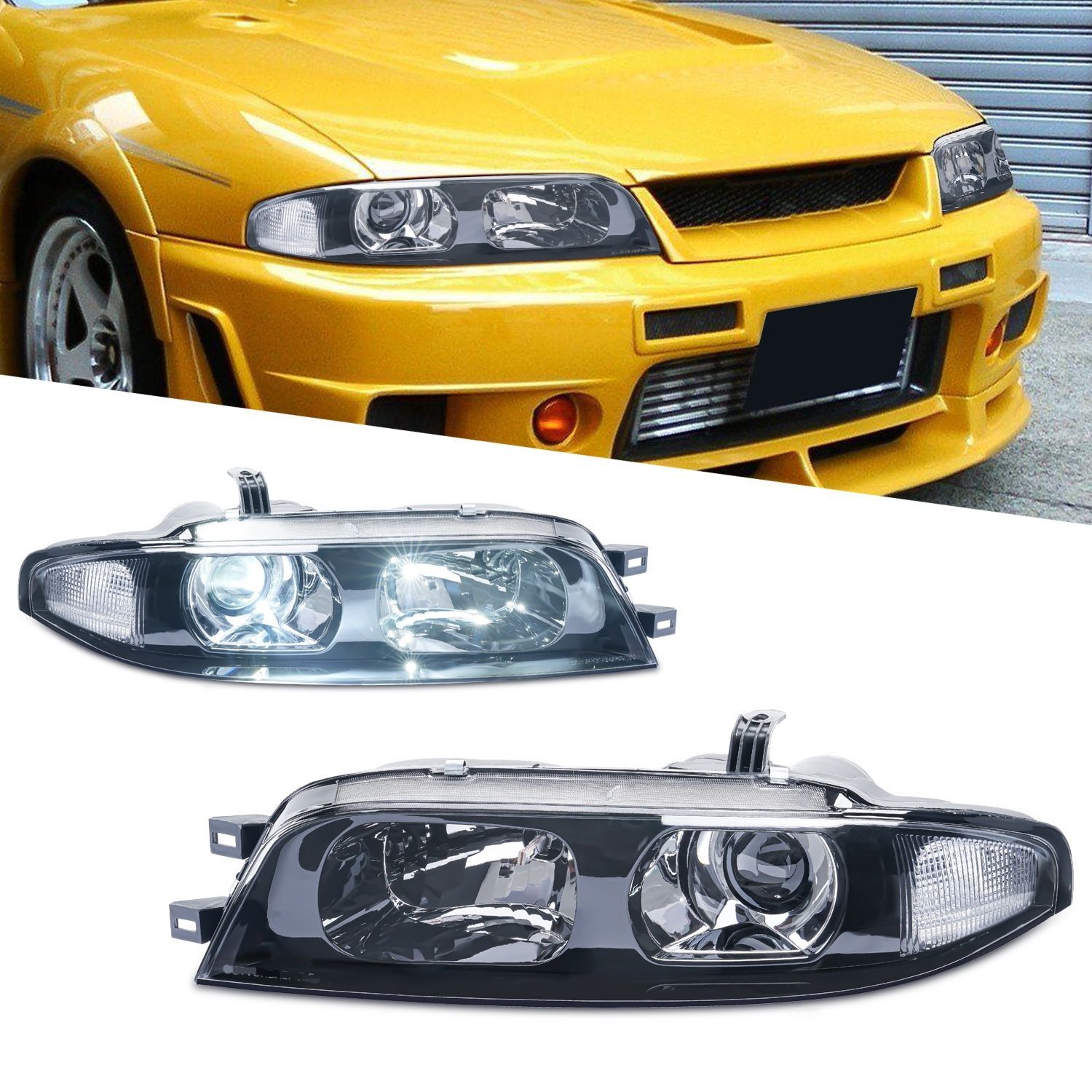【送料無料】日産スカイライン Nissan Skyline GTS GTT GTR R33 1990-1998 専用 フルLEDヘッドライトユニット 高輝度 視認性UP ドレスアップ スポーティ ABS/PC製 左右セット GTS/GTT用 GTR用選択可
