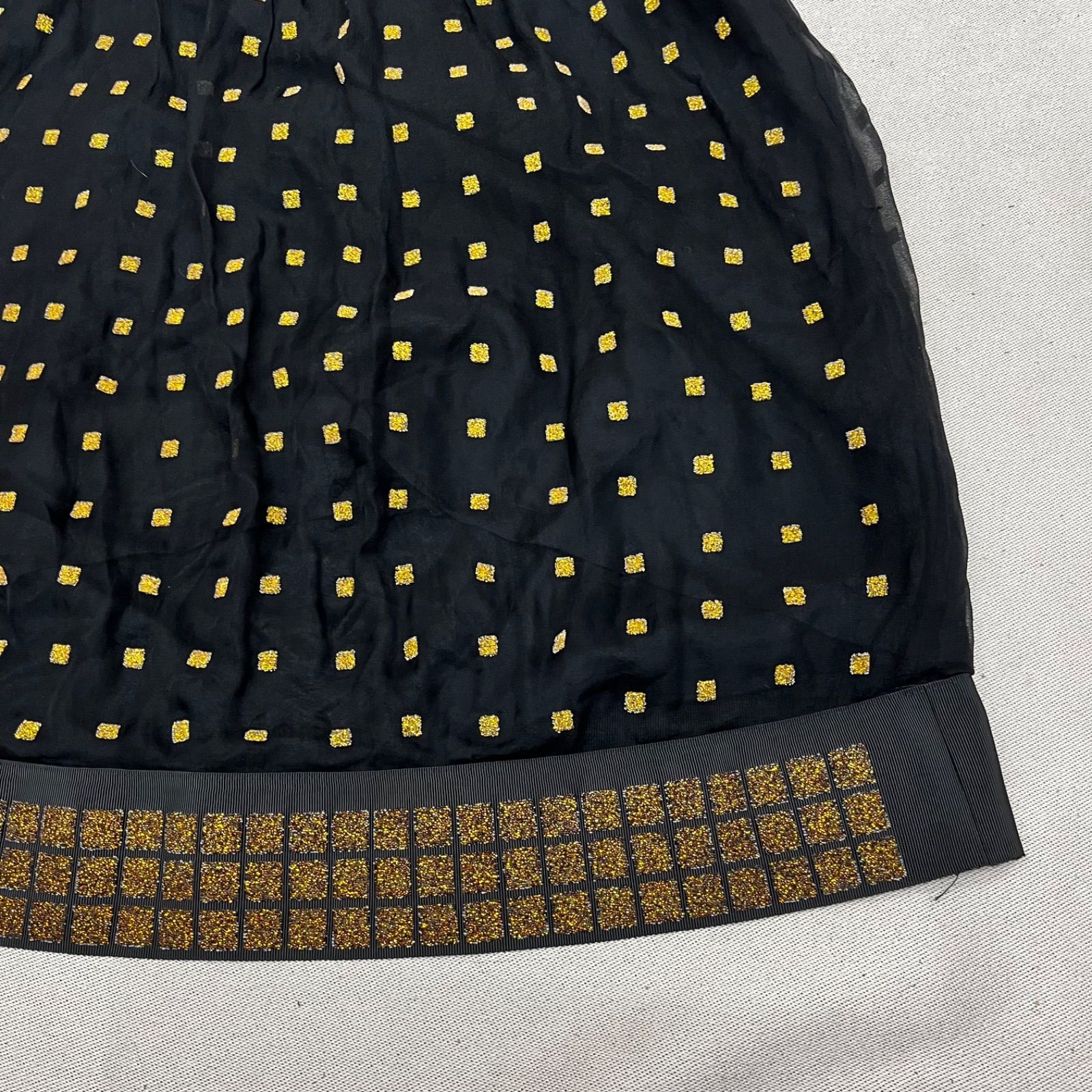 Sacai サカイ スカート Mサイズ ブラック 黒 ゴールド ラメ入り 