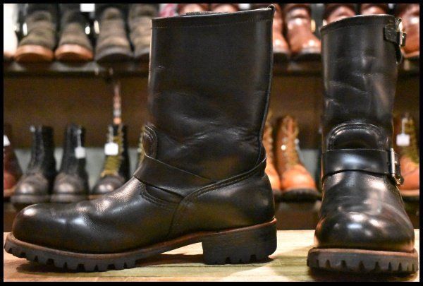 【9.5D 良品 11年 カスタム】レッドウィング 2268 エンジニア 黒 ブラッククローム スチールトゥ プルオン ブーツ redwing HOPESMORE【GE317】