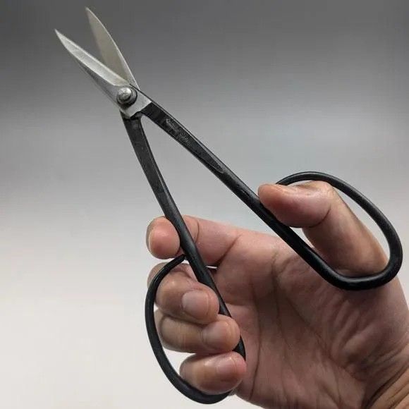 盆栽用　手打ち長柄小枝切鋏　青紙（青鋼）　大　全長205mm　No.38G　植木　庭木　兼進作