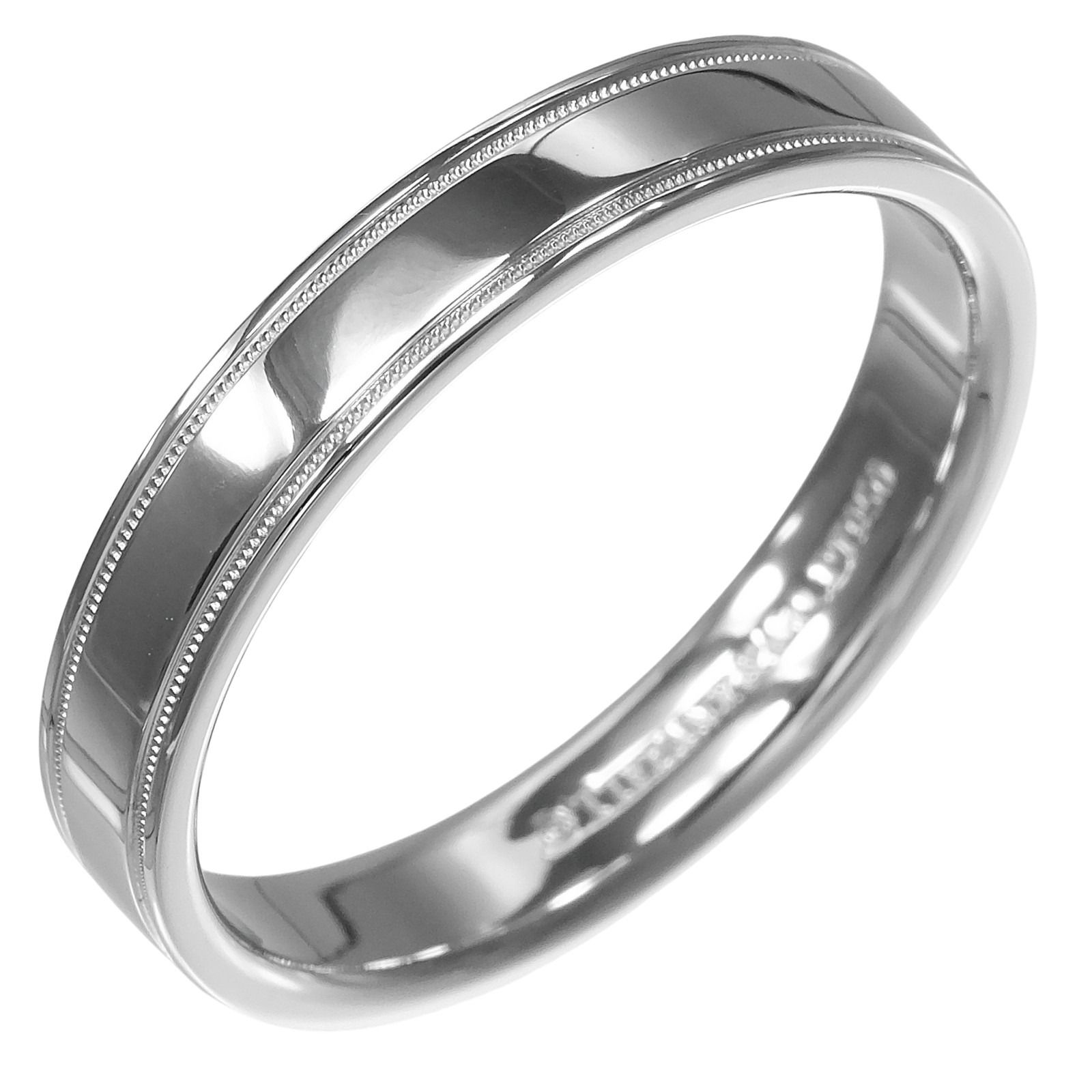 【TIFFANY&Co.】ティファニー ミルグレイン トゥギャザー 4mmバンド Pt950プラチナ 21号 メンズ 7.5g リング・指輪