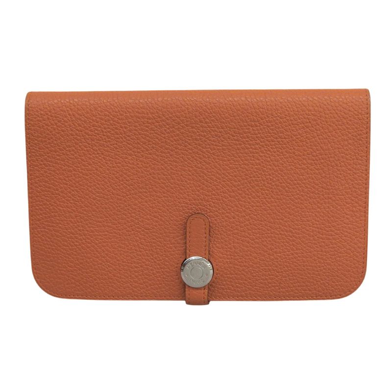 エルメス HERMES ドゴンGM 長財布 レザー オレンジ □O刻印 2011年 中古 新入荷 HE1205