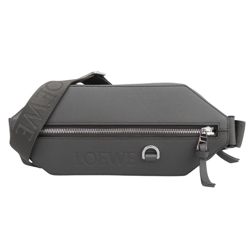 ロエベ LOEWE コンバーチブルスリング ボディバッグ レザー ダークグレー 中古 新入荷 OB2876